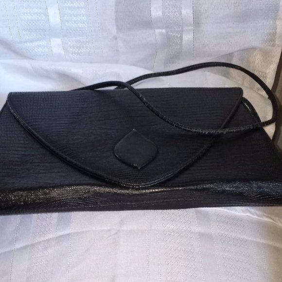 Vintage 80s Envelope Style Handbag Faux Lizard Print - Picture 2 of 6